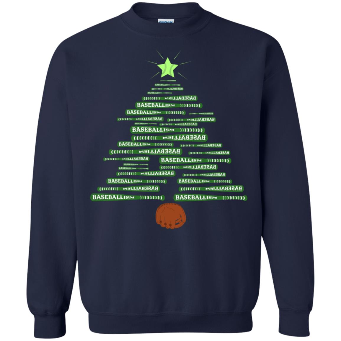 Baseballism Christmas Tree Gift Shirt Navy