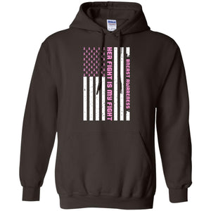 Breast Awareness His Fight Is My Fight Pink Ribbon Stars Flag Of Usa ShirtG185 Gildan Pullover Hoodie 8 oz.