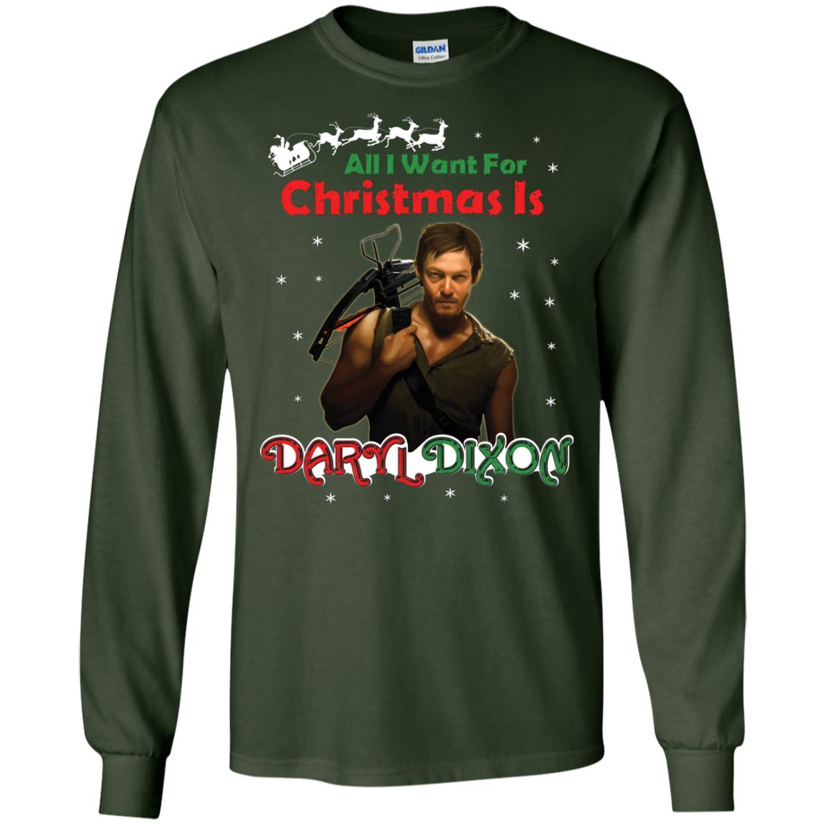 All I Want For Christmas Is Daryl Dixon Shirt Forest Green
