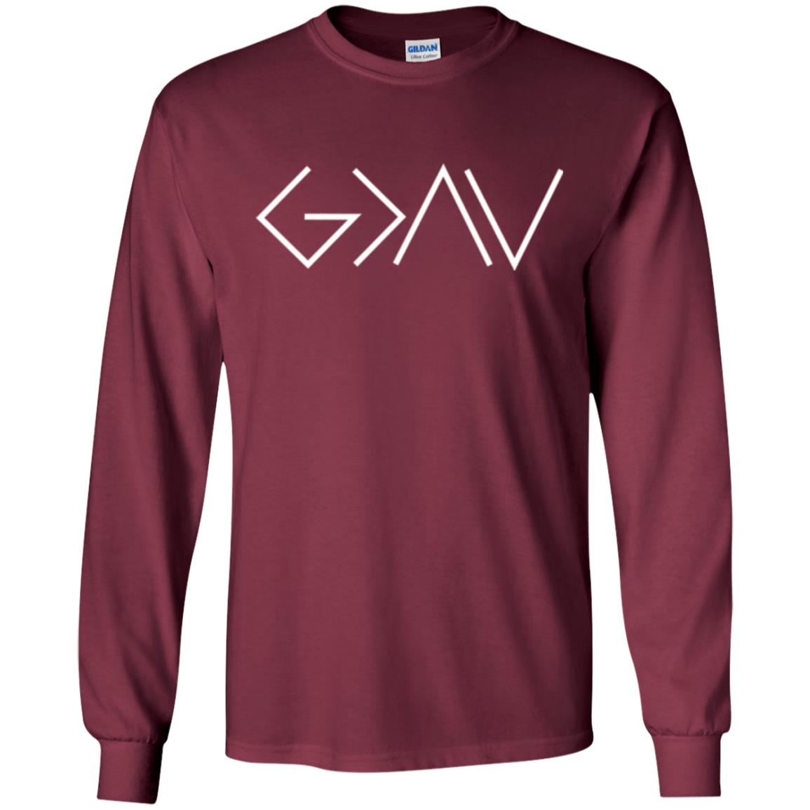 Christian T-shirt God Is Greater Than Our Highs And Our Lows Know Him Maroon