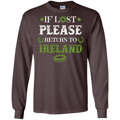 If Lost Please Return To Ireland St Patrick_s Day Shirt Dark Chocolate