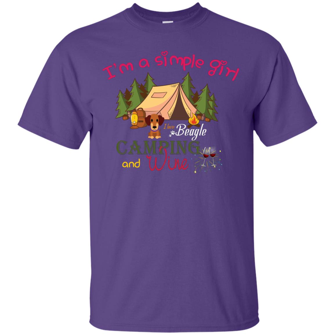 I’m A Simple Girl I Love Beagle Camping And Wine Shirt Purple