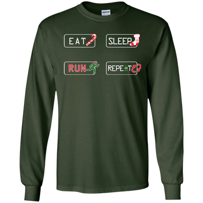 Christmas T-Shirt Eat Sleep Run Repeat Forest Green