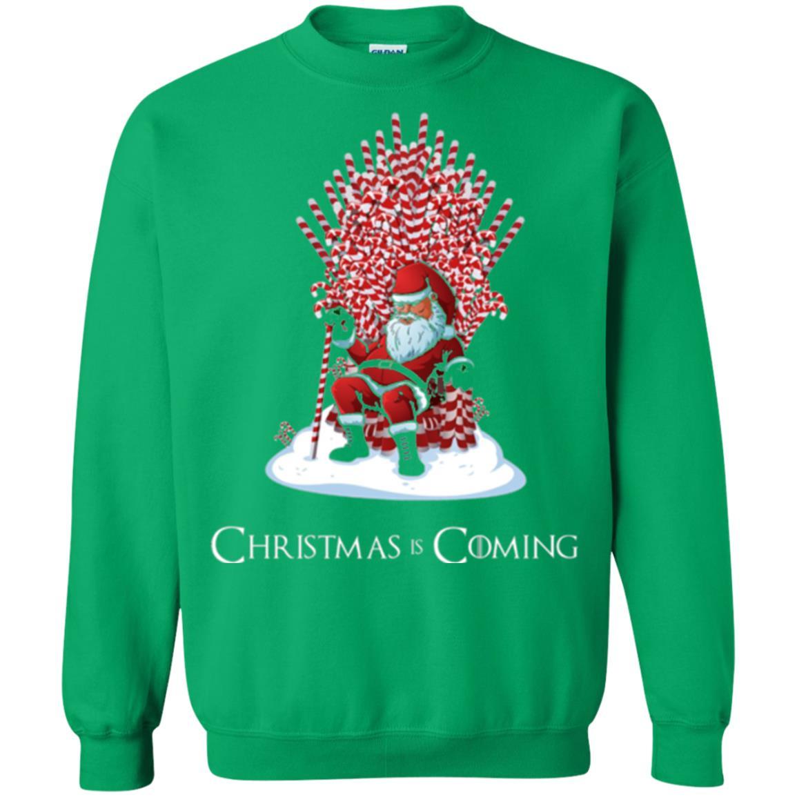 Funny Christmas T-shirt Santa Candy Cane Throne Irish Green