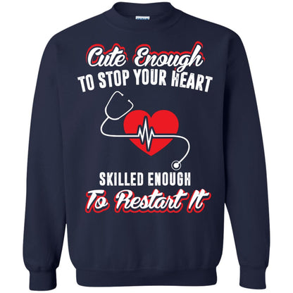 Cute Enough To Stop Your Heart Heart Disease T-shirt Navy