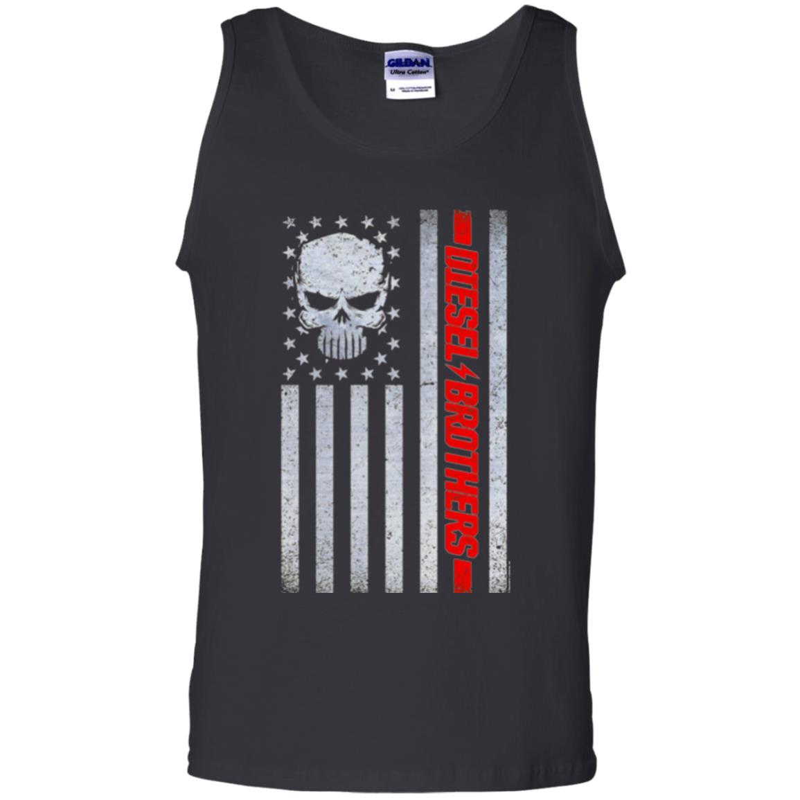 Grungy American Flag Skull T-shirt Diesel Brothers Black