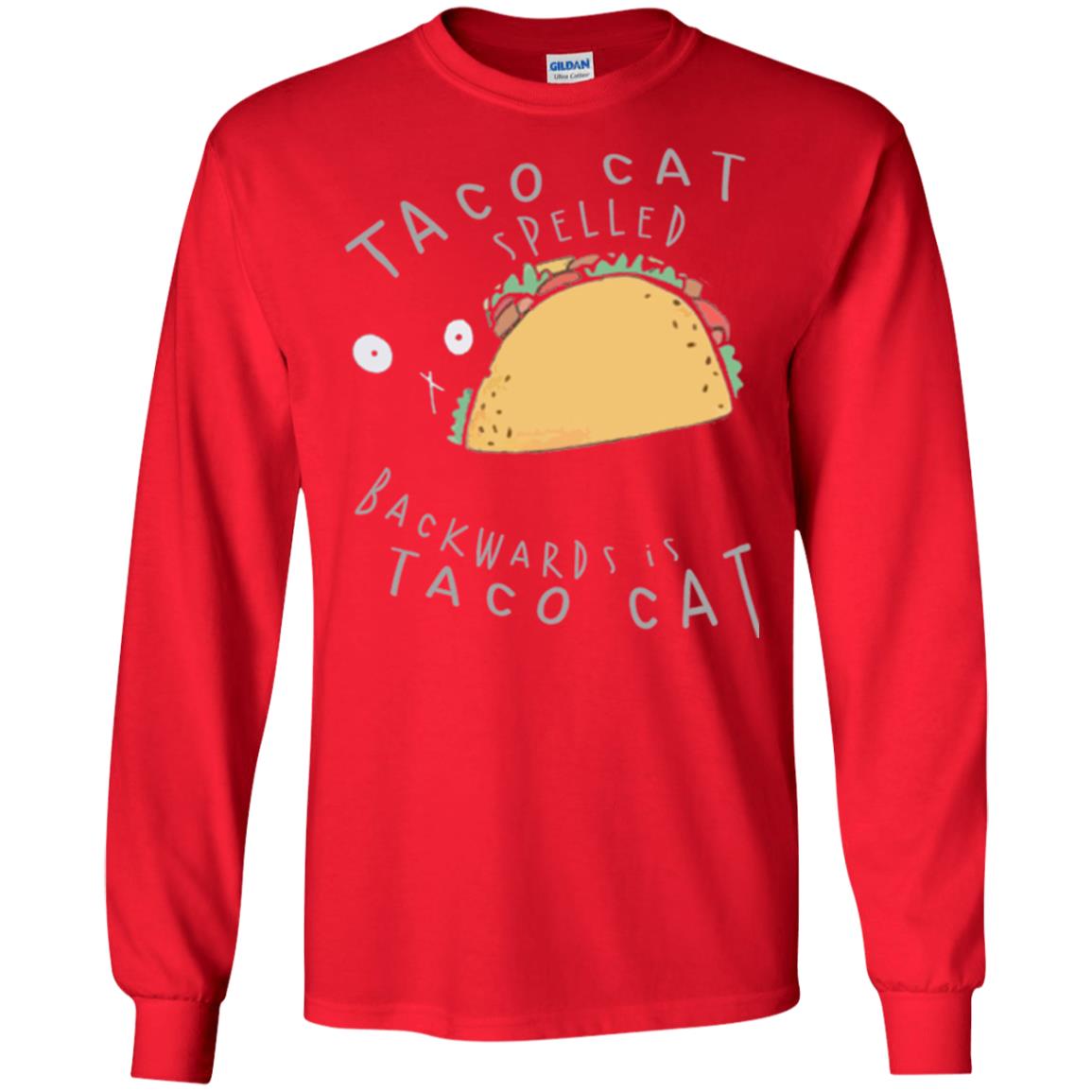 Cat Lovers T-shirt Taco Cat Spelled Backward Is Taco Cat Red