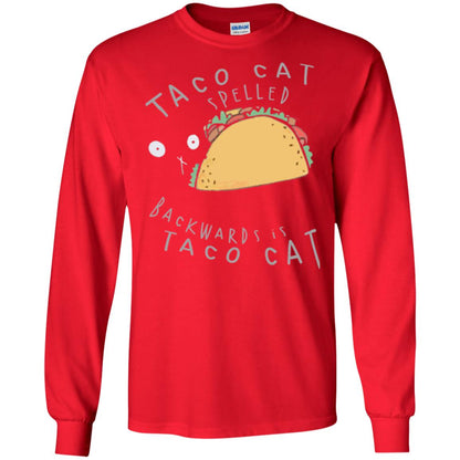 Cat Lovers T-shirt Taco Cat Spelled Backward Is Taco Cat Red