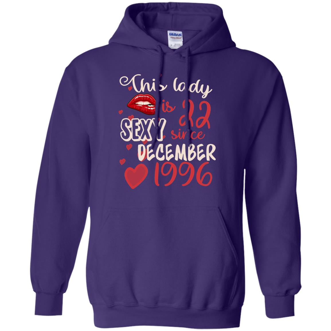 This Lady Is 22 Sexy Since December 1996 22nd Birthday Shirt For December Womens Purple