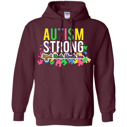 Autism Strong Support Educate Advocate Love Autism Awearness T-shirt Maroon