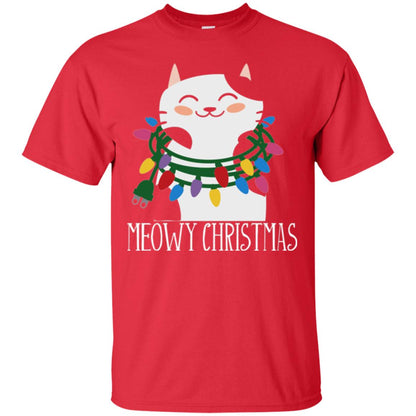 Meowy Christmas Holiday T-shirt Red