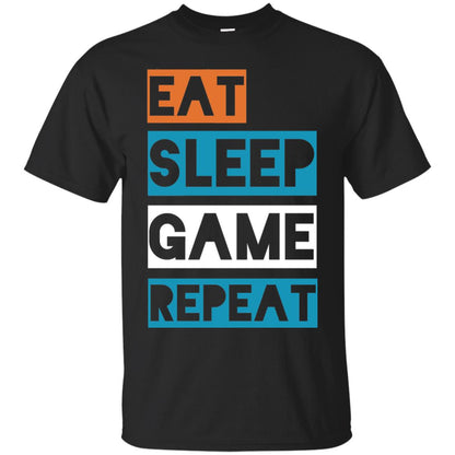 Eat Sleep Game Repeat Video Gamer Player T-shirt Black