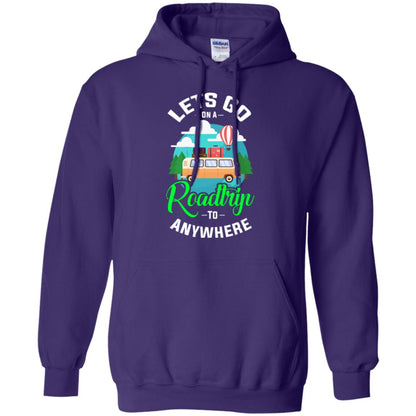 Camping T-shirt Lets Go On A Roadtrip To Anywhere Purple