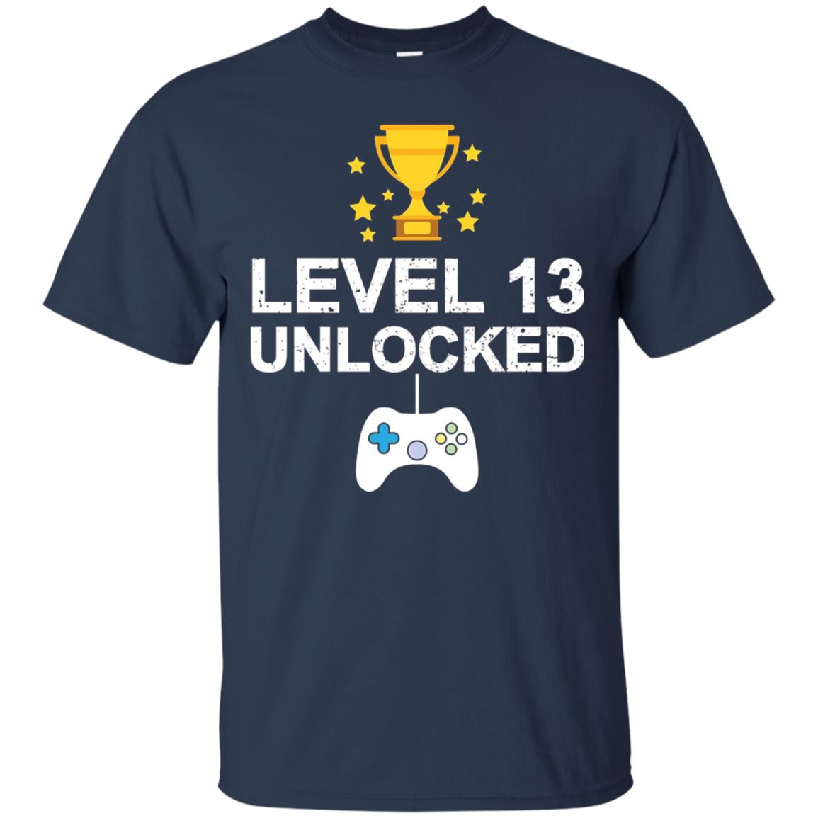 Level 13 Unlocked Funny 13th Birthday T-shirt Navy