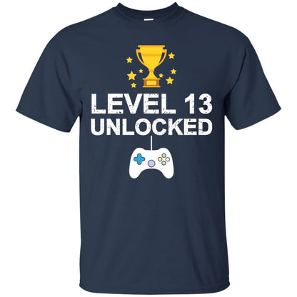 Level 13 Unlocked Funny 13th Birthday T-shirt Navy