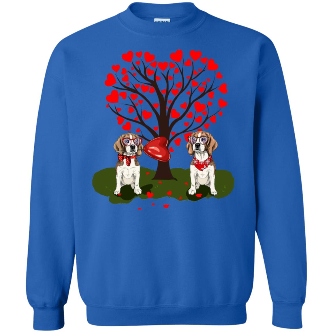 Valentine Beagle Couple Heart Tree Shirt Royal