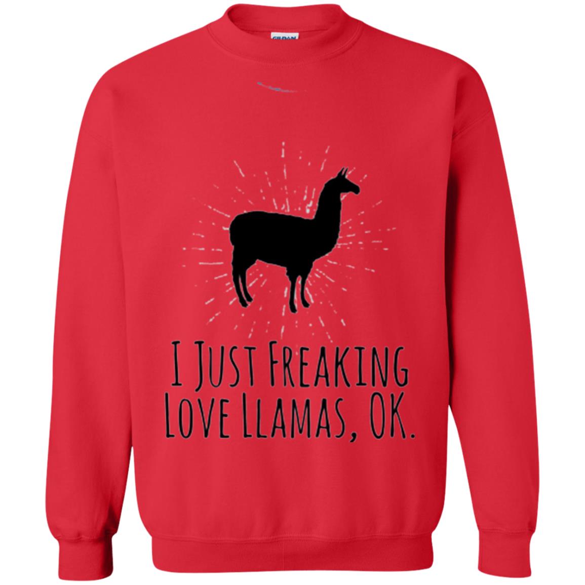 Funny Llama Lovers T-shirt I Just Freaking Love Llamas Ok Red