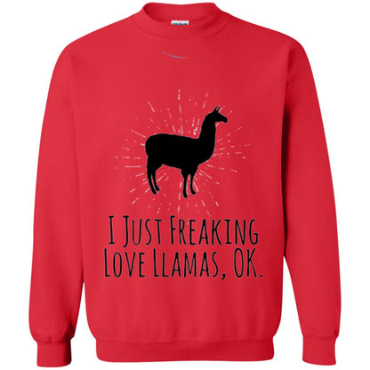 Funny Llama Lovers T-shirt I Just Freaking Love Llamas Ok Red