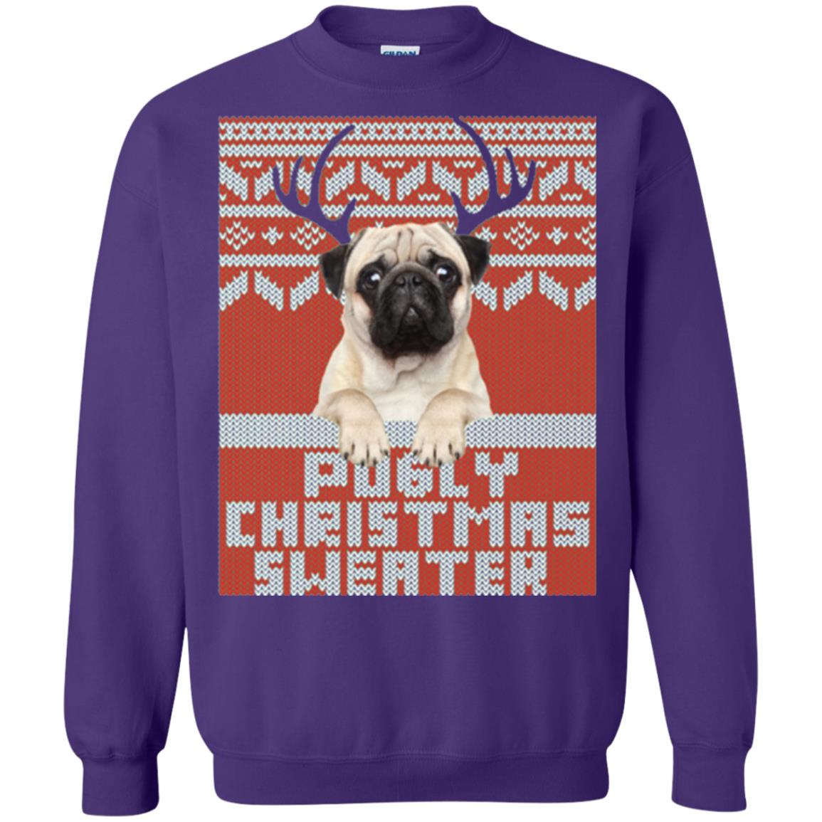 Dog Lovers T-shirt Pugly Christmas Sweater Purple