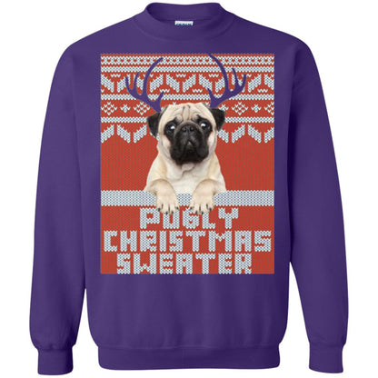 Dog Lovers T-shirt Pugly Christmas Sweater Purple