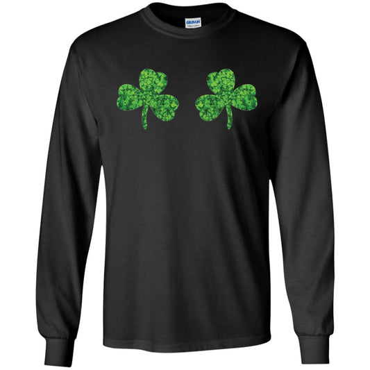 Shamrock Boobs Funny Saint Patrick_s Day T-shirt Black