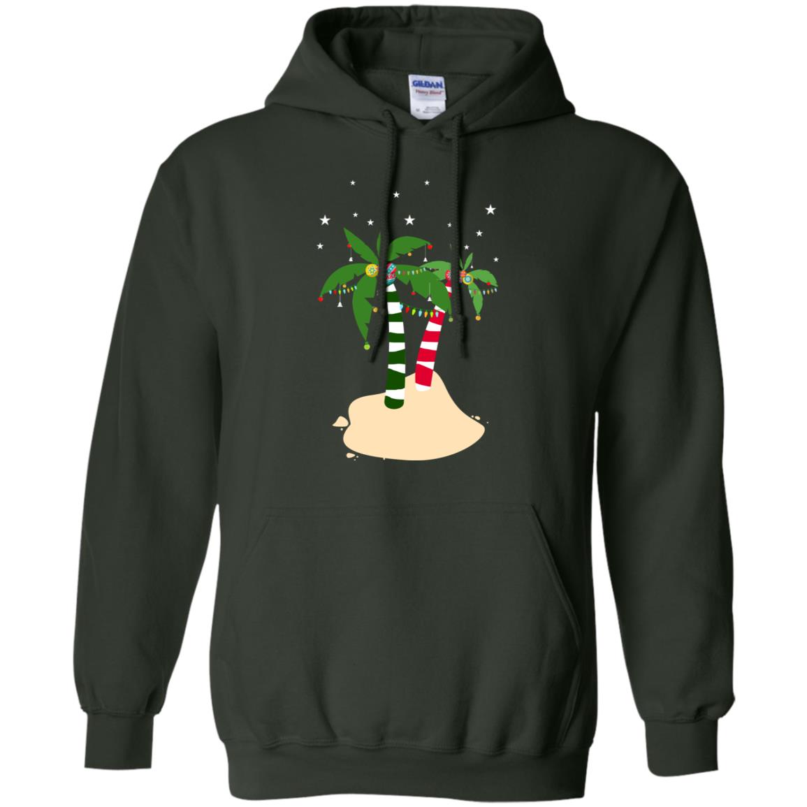 Decorated Tropical Coconut Tree Merry X-mas 2018 Gift Shirt Forest Green