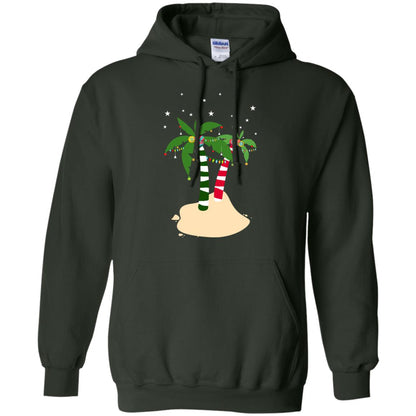 Decorated Tropical Coconut Tree Merry X-mas 2018 Gift Shirt Forest Green