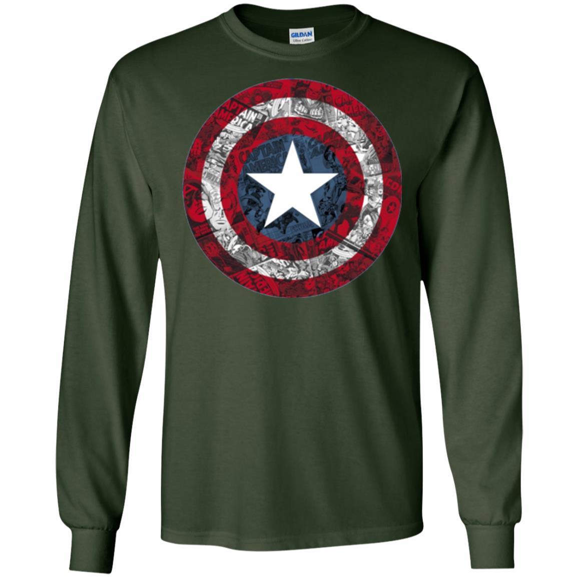 Film T-shirt Captain America Avengers Shield Comic Graphic Forest Green