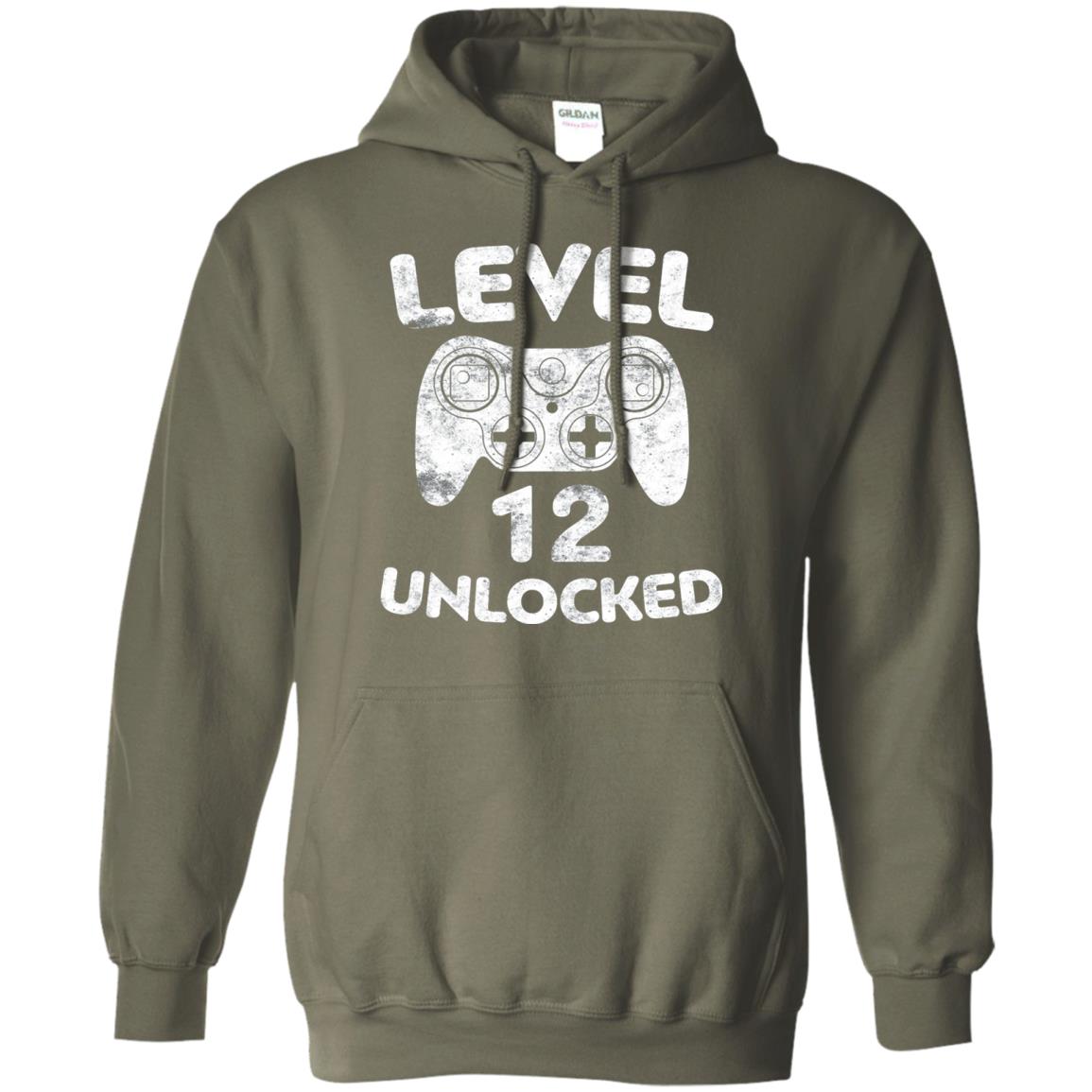 Level 12 Unlocked 12th Video Gamer Birthday Shirt Military Green