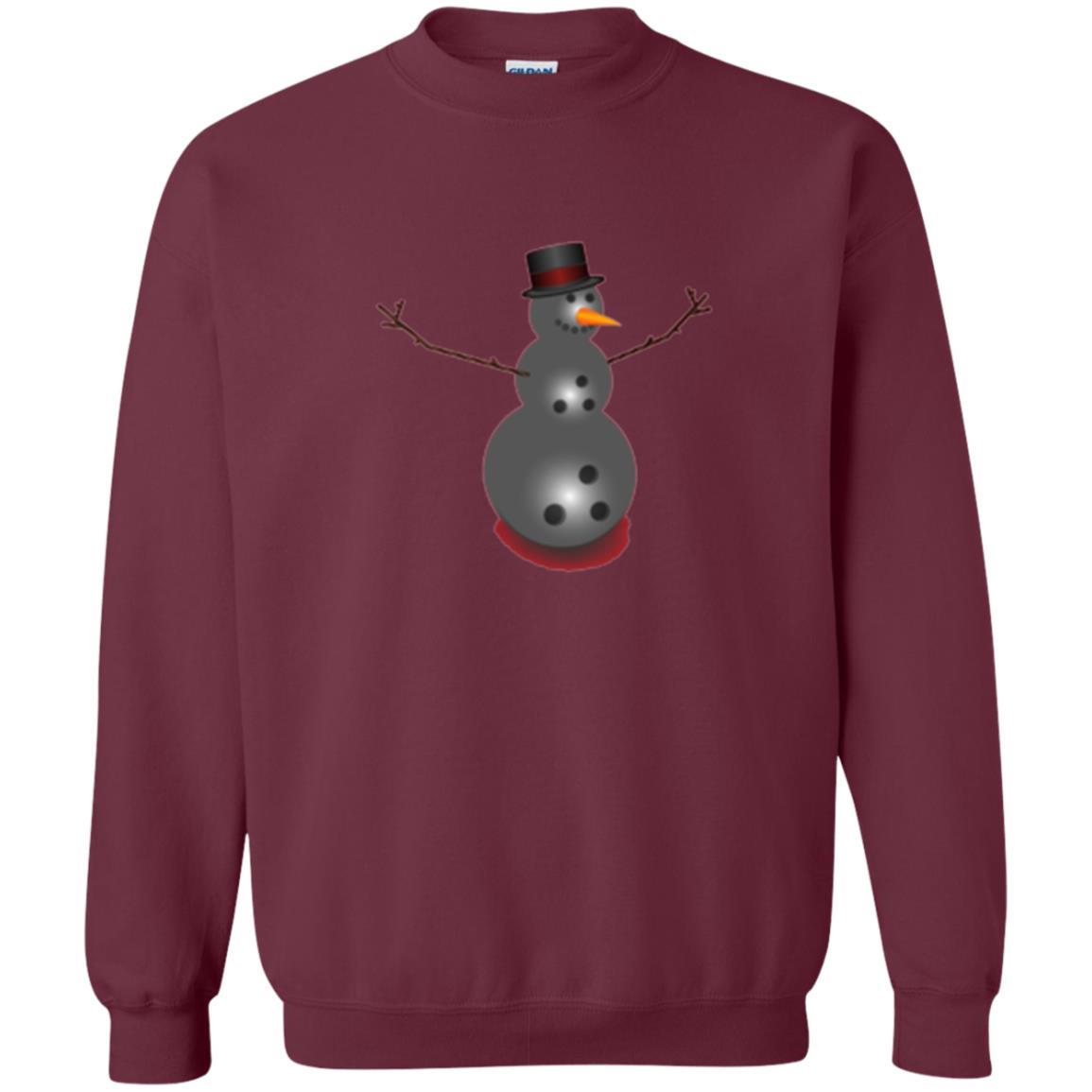 Christmas T-shirt Bowling Ball Snowman Maroon