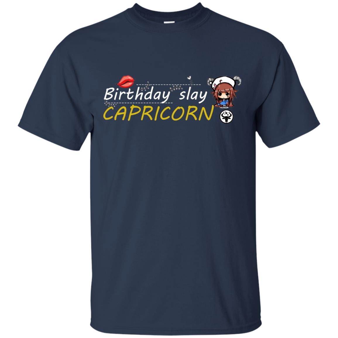Cute Capricorn Girl Birthday Lip Slay T-shirt Navy