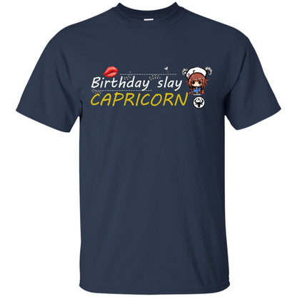 Cute Capricorn Girl Birthday Lip Slay T-shirt Navy