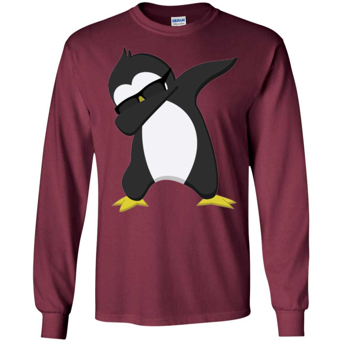 Christmas T-shirt Dabbing Penguin T-shirt Maroon