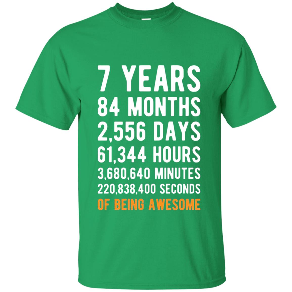 7th Birthday Shirt 7 Years Old Being Awesome Irish Green
