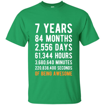 7th Birthday Shirt 7 Years Old Being Awesome Irish Green