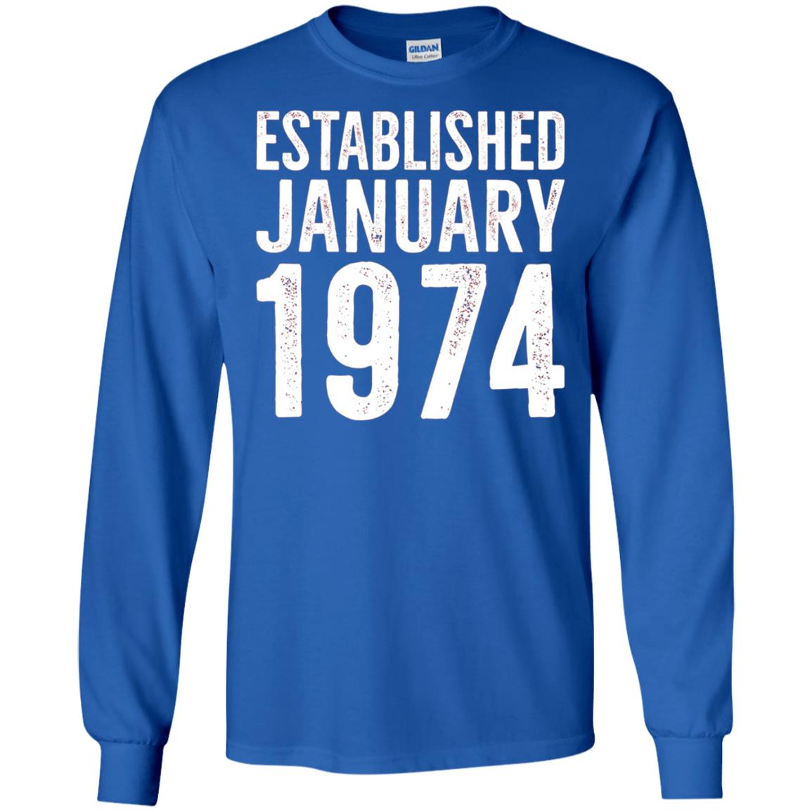 Established January 1974 43rd Birthday T-shirt Royal