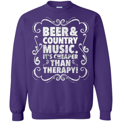 Beer Andcountry Music Its Cheaper Than Therapy Shirt Purple