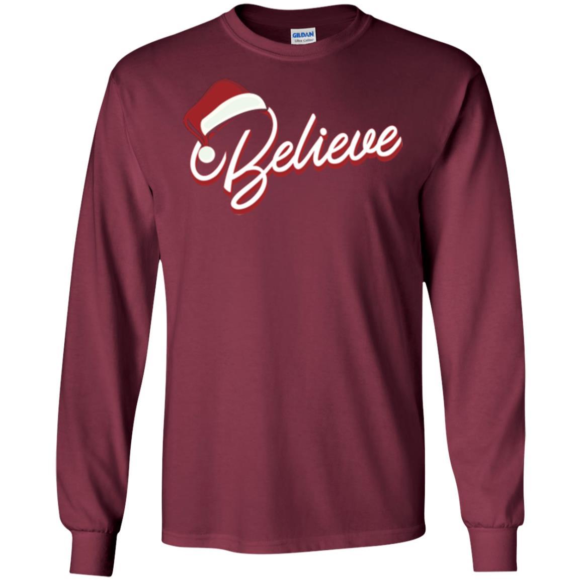 Christmas T-shirt Believe In Santa Claus Maroon