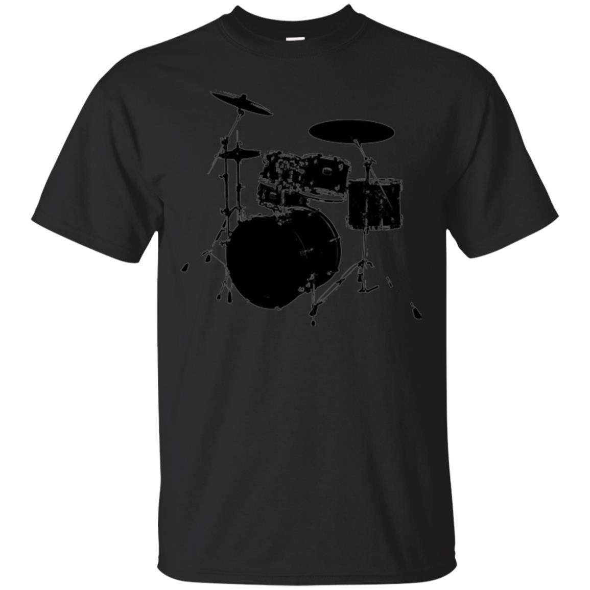 Drum Lovers T-shirt Drum Kit Stencil Print Black
