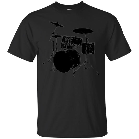 Drum Lovers T-shirt Drum Kit Stencil Print Black
