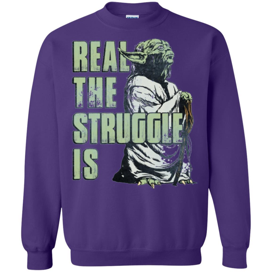 Film T-shirt Star Wars Yoda Real The Struggle Is Graphic Purple