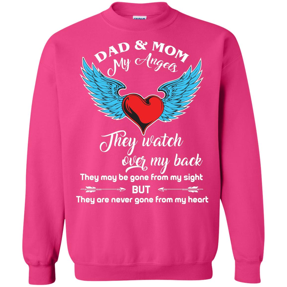 Dad And Mom My Angels They Watch Over My Back Family T-shirt Heliconia