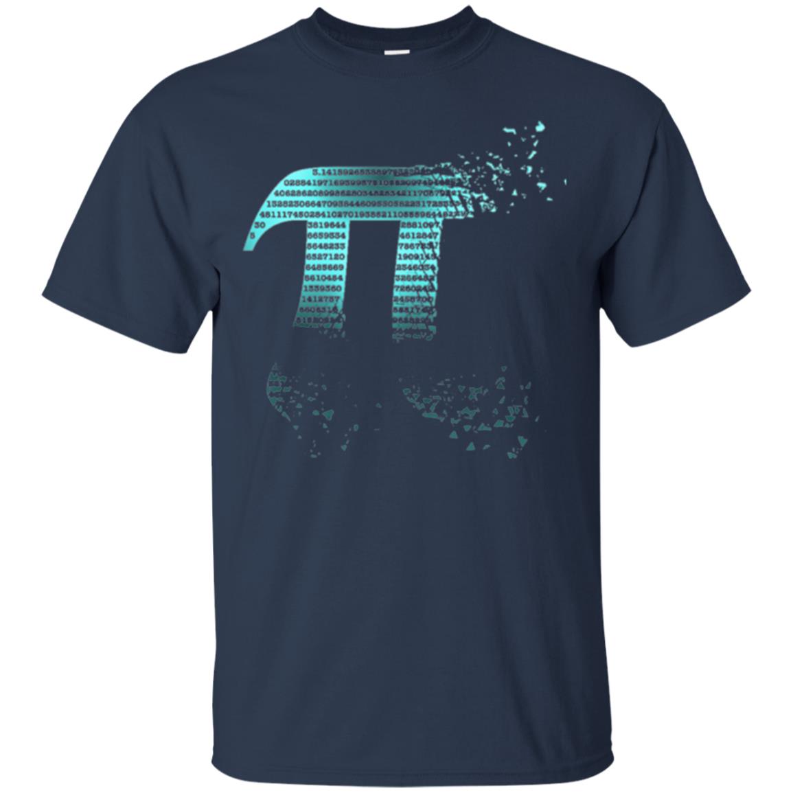 Pi Shattered Teal Designer Pi Day T-shirt Navy