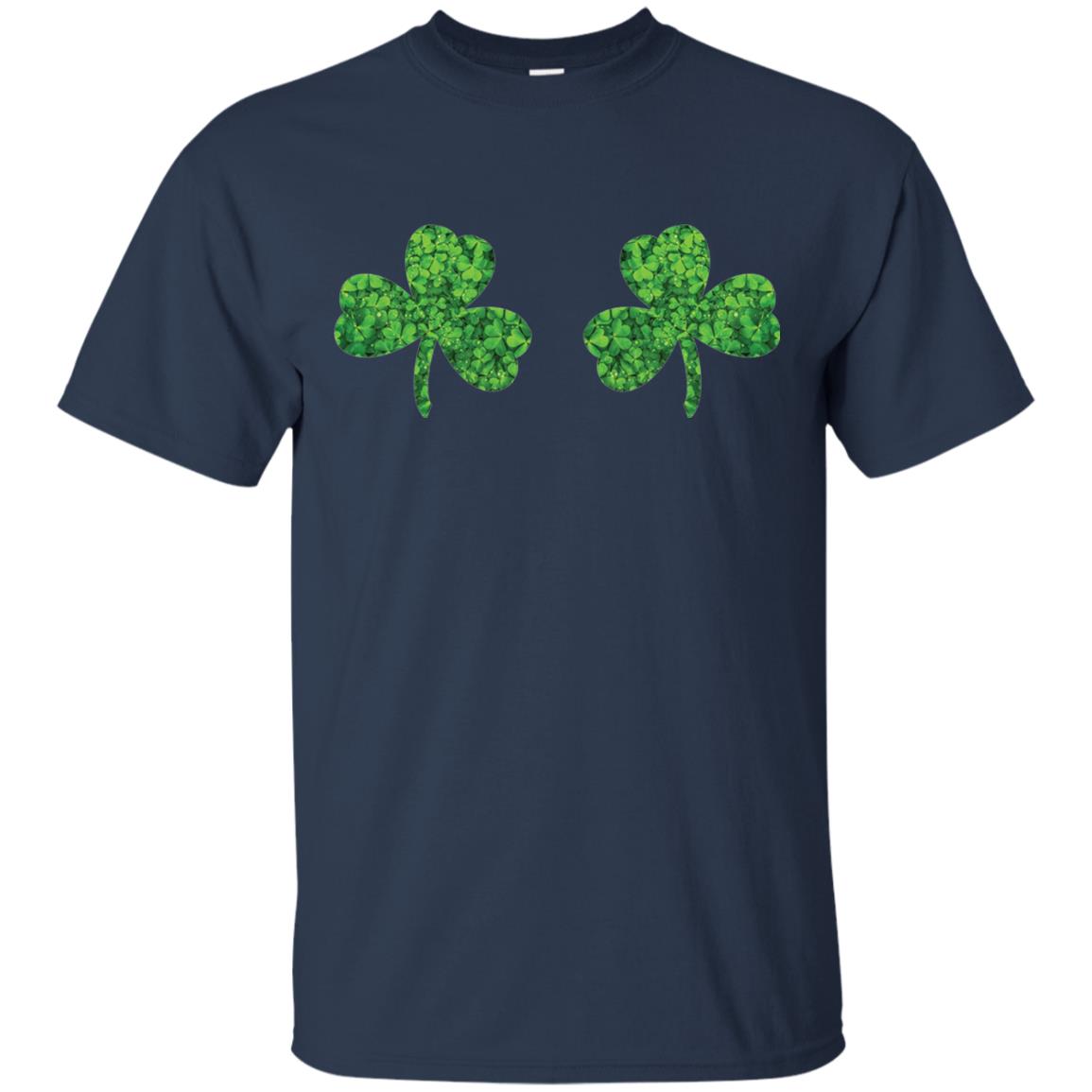 Shamrock Boobs Funny Saint Patrick_s Day T-shirt Navy