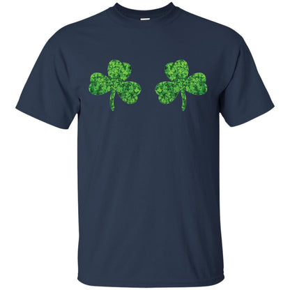 Shamrock Boobs Funny Saint Patrick_s Day T-shirt Navy