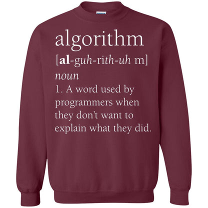 Funny Computer Programmer Algorithm Definition Gift T-shirt Maroon