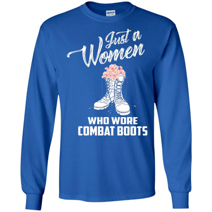 Just A Woman Who Wore Combat Boots Female Veteran T-shirt Royal