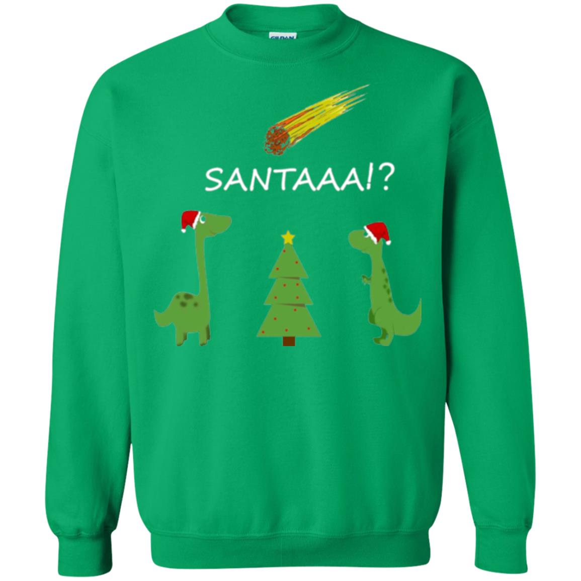 Christmas T-shirt Funny Dinosaus Santaaa Irish Green