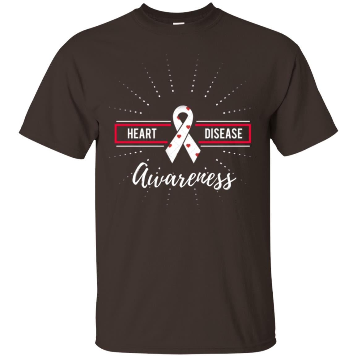 Heart Disease Awareness T-shirt Dark Chocolate