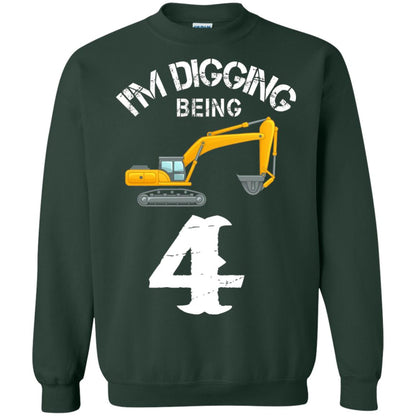 4th Birthday T-shirt I_m Digging Being 4 Birthday Forest Green